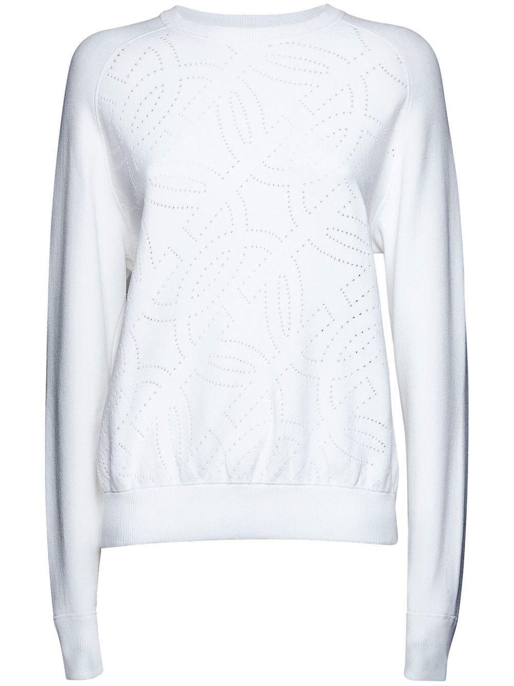 Perforated crew neck jumper - White