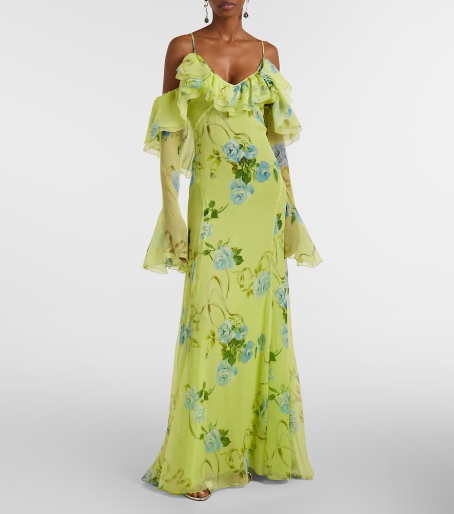 Floral silk crêpe maxi dress