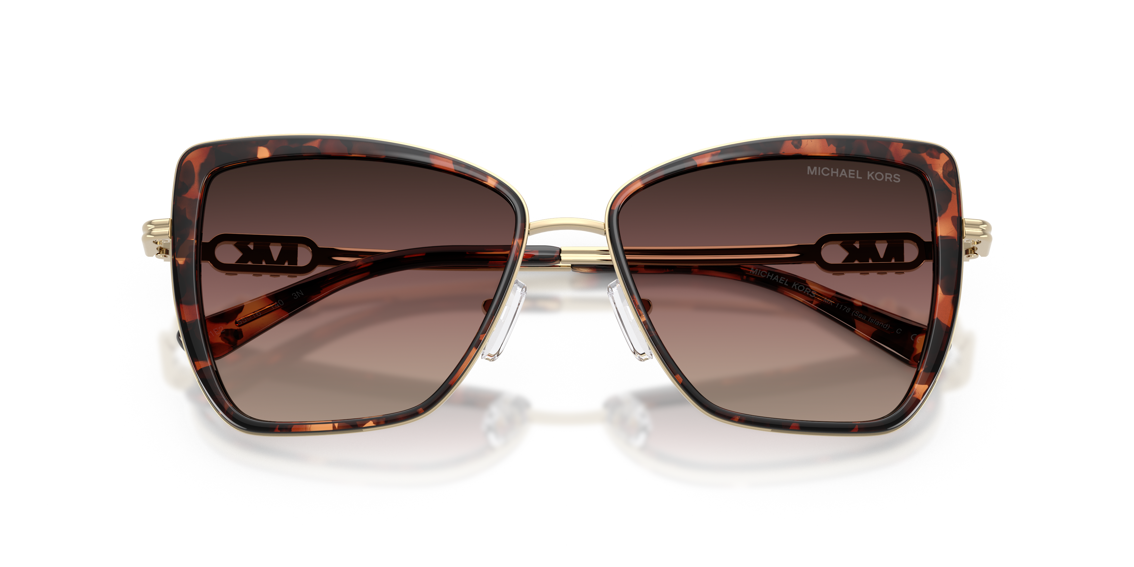 Michael Kors Vrouw Michael Kors MK1178 SEA ISLAND 4031E2 Zonnebrillen Metaal Schildpad Bruin Vlinder Normaal Genuanceerd
