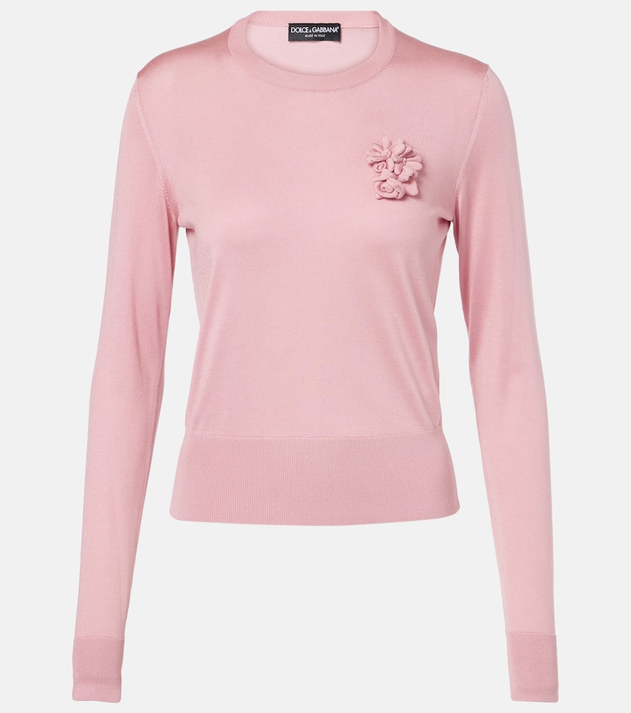 Floral-appliqué sweater