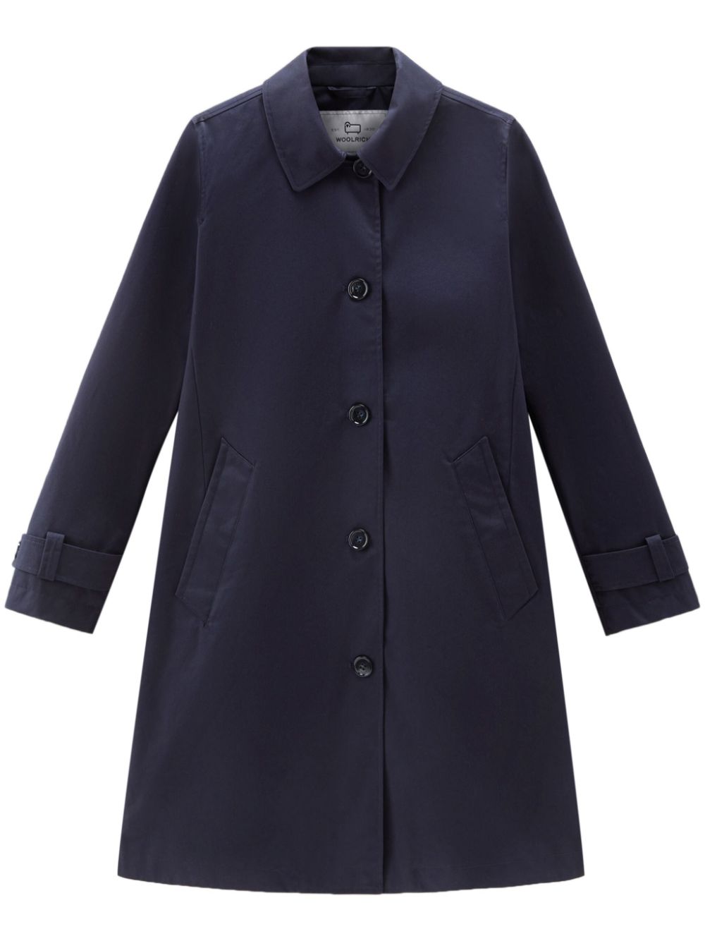 Single-breasted cotton coat - Blue