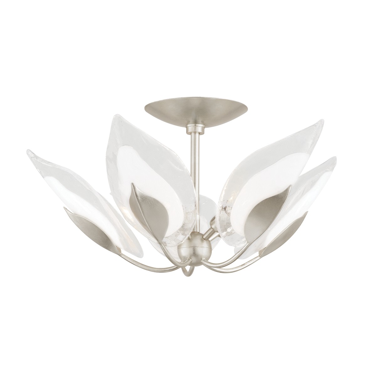 Silver Leaf Five Light Semi Flush Mount from the Blossom Collection