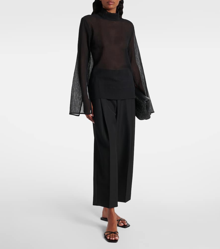 Cotton and silk turtleneck top