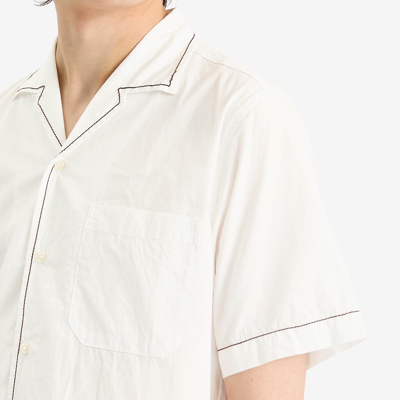 Men's Contrast Stitch Minari Shirt in Ecru