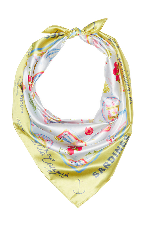 The Laundry Room Wild Caught Sardines Silky Bandana in Yellow