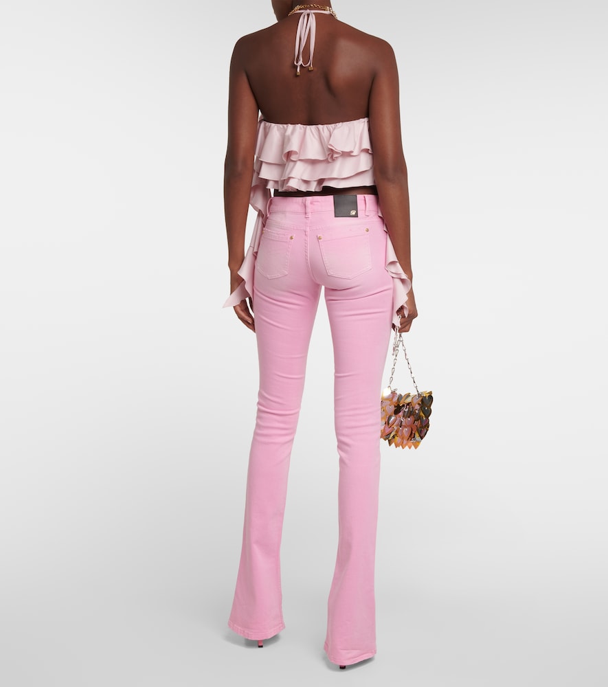 Ruffled cotton-blend cropped top