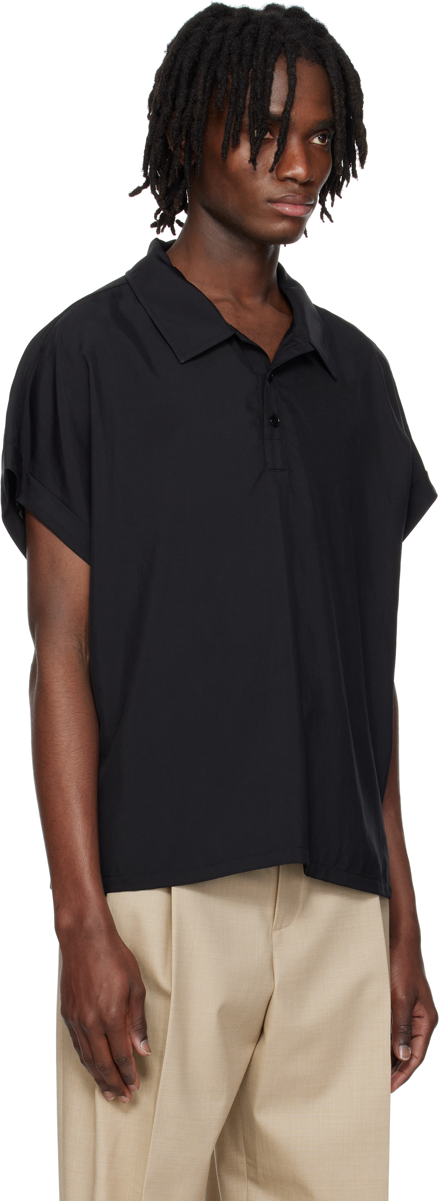 RECTO Black Dolman Sleeve Polo