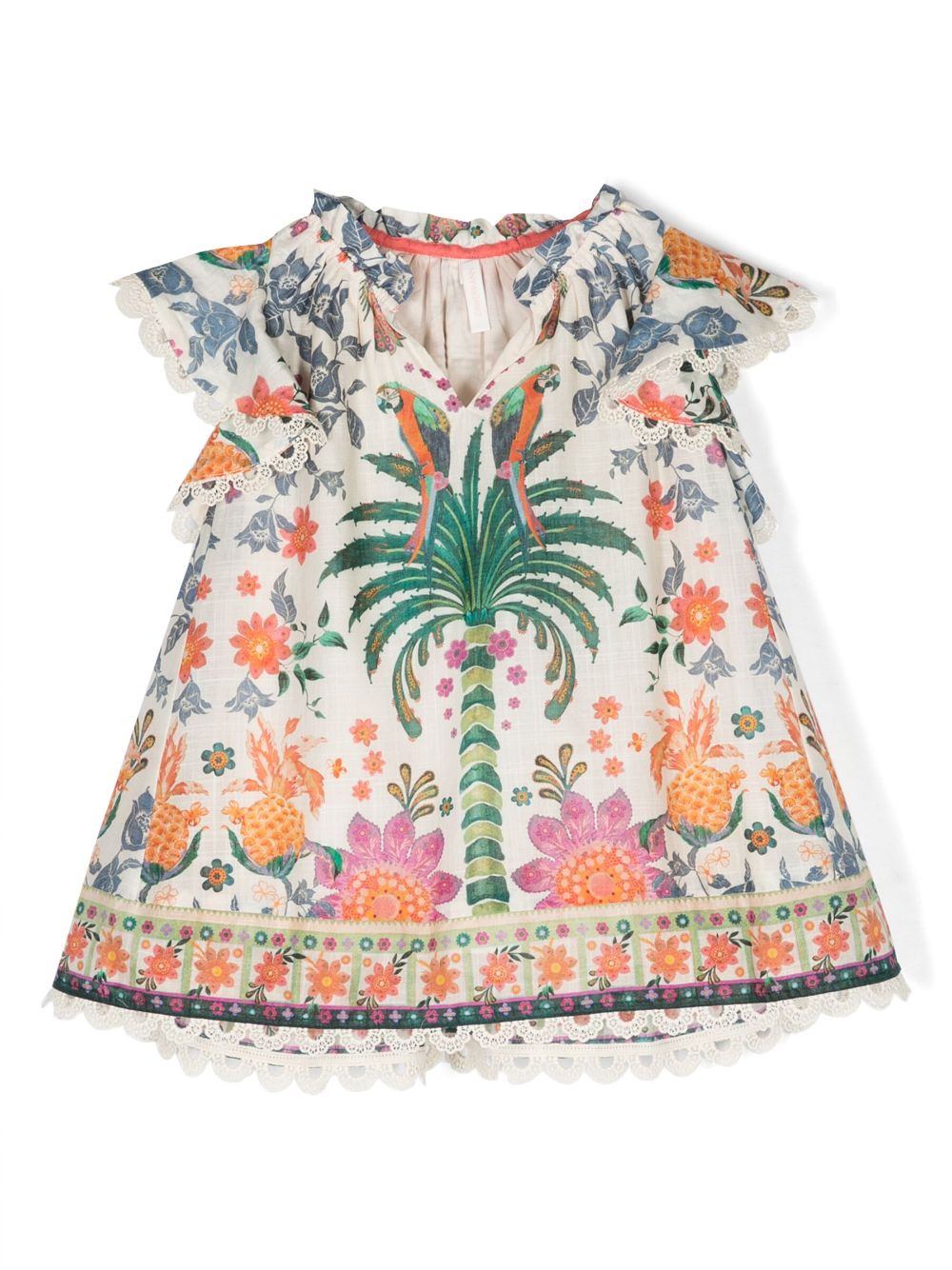 Ginger tropical-print dress - Neutrals