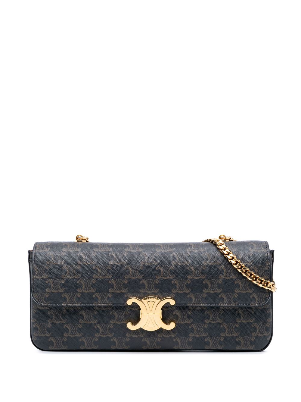 Céline Pre-Owned 2021 Triomphe Coated Canvas Chain shoulder bag - Brown