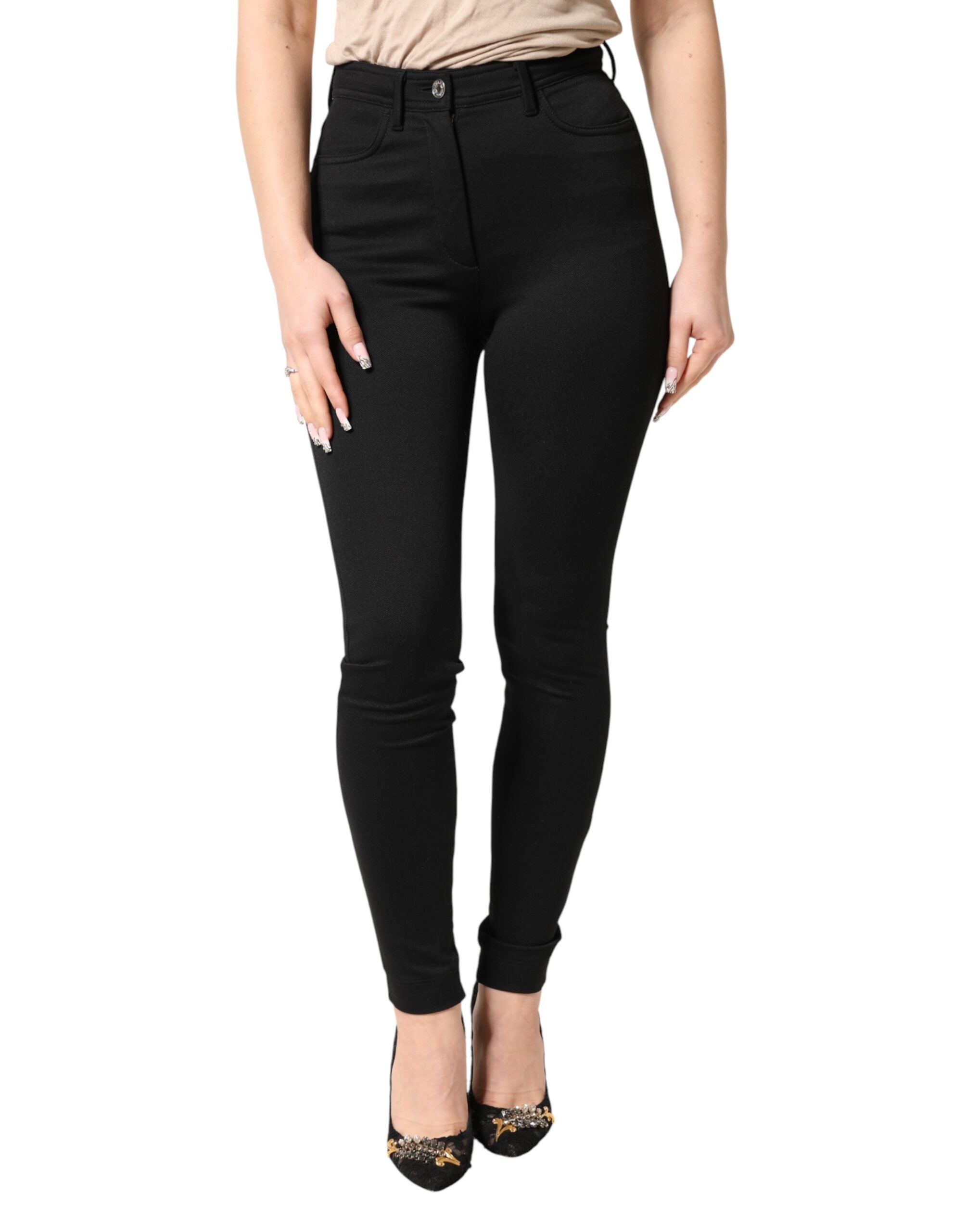 Nylon Stretch Skinny Pants — Black