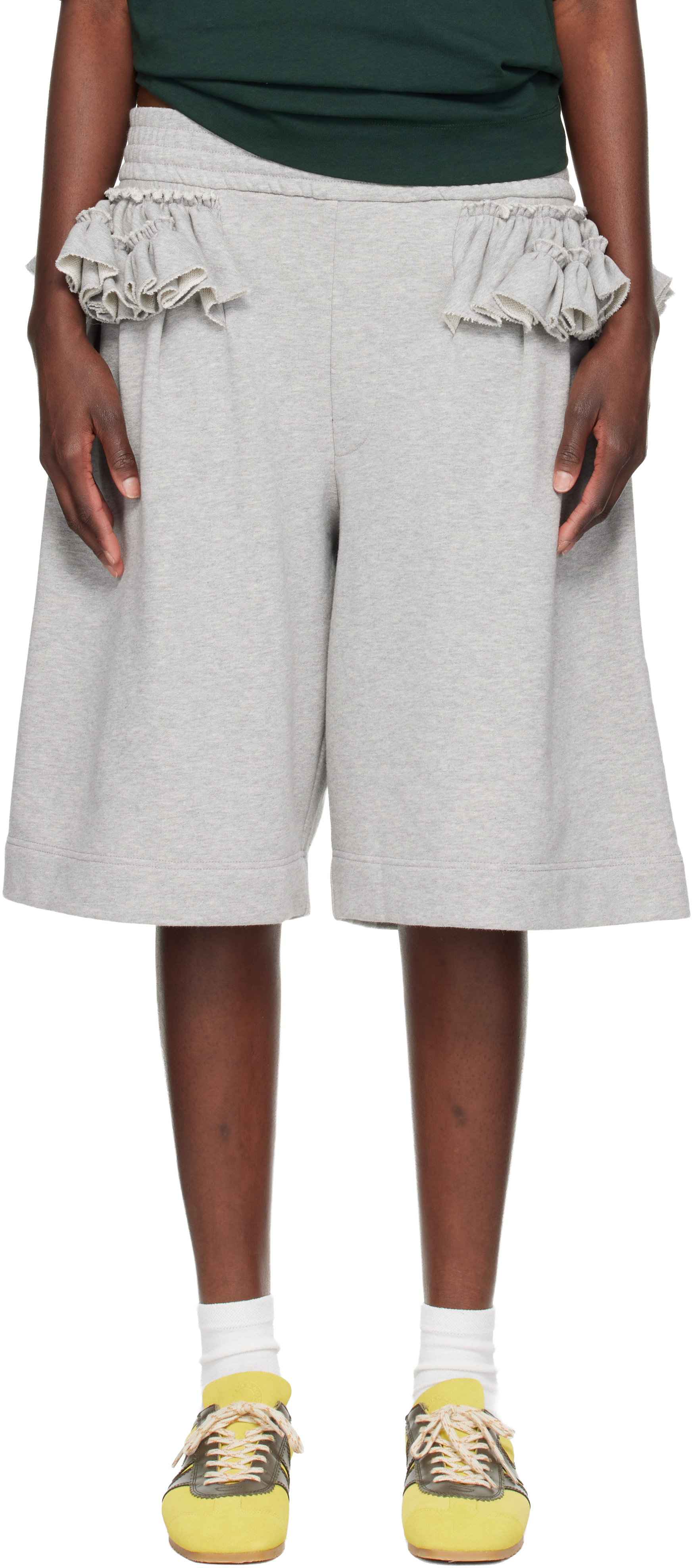 Gray Loose Ruffled Shorts