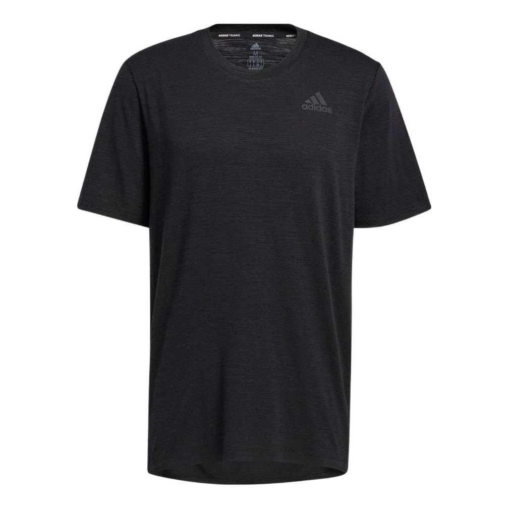 Men's Logo Printing Round Neck Straight Short Sleeve Black T-Shirt