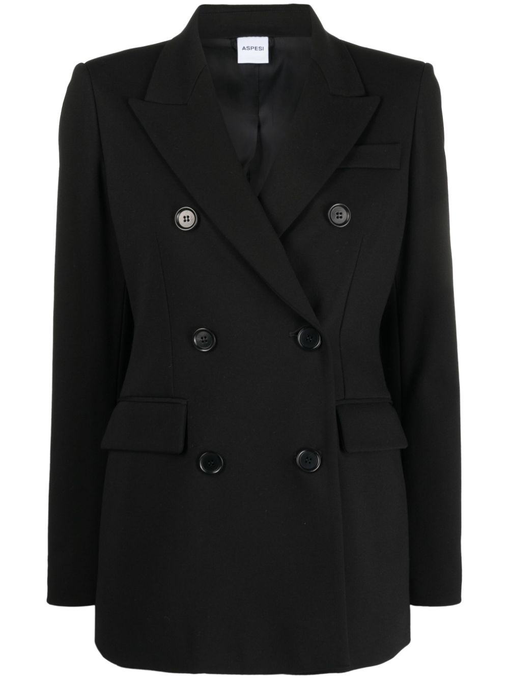 Long-sleeved double-breasted blazer - Black