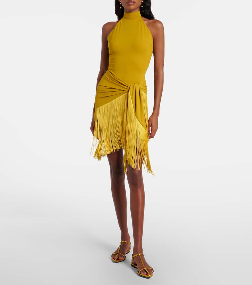 Artemis fringed beach cover-up and swimsuit