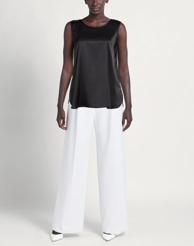 Woman Top Black Size 10 Silk, Elastane
