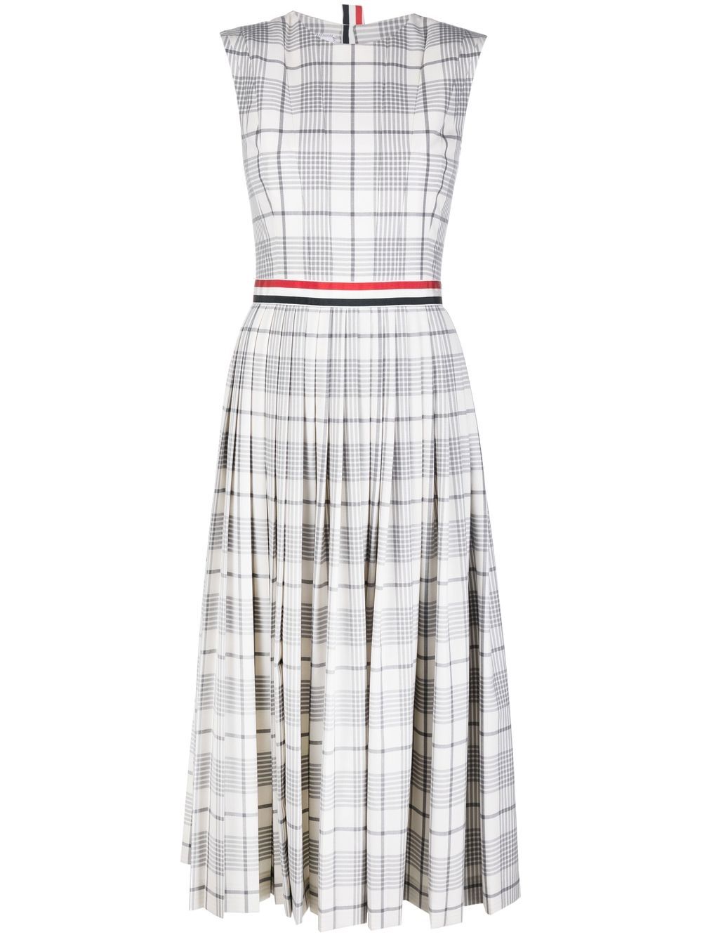 Pleated check-pattern dress - Grey