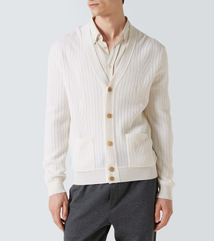 Ribbed-knit wool and cashmere cardigan