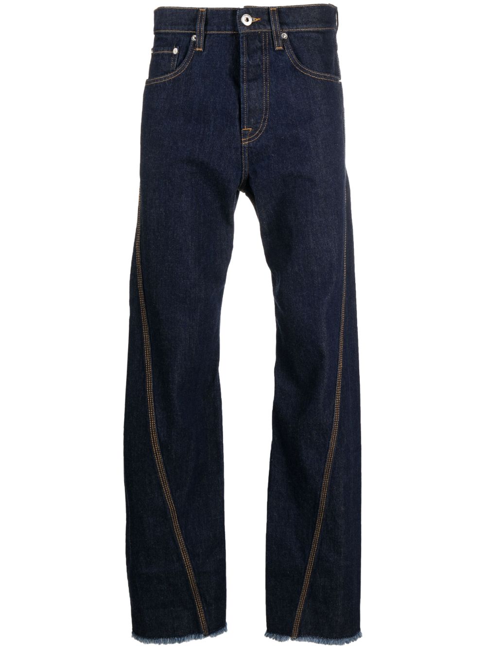 Mid-rise straight-leg cotton jeans - Blue