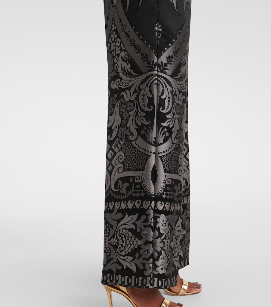 Printed silk-blend wide-leg pants