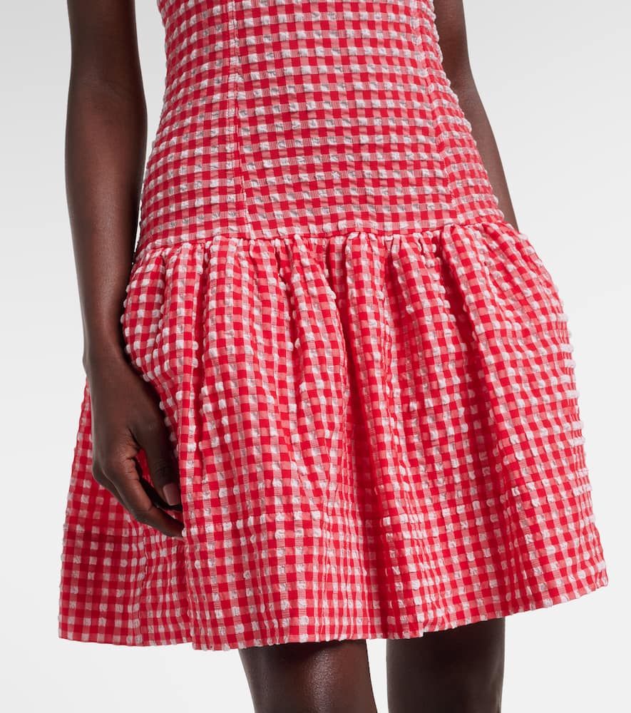 Seersucker ruffled minidress