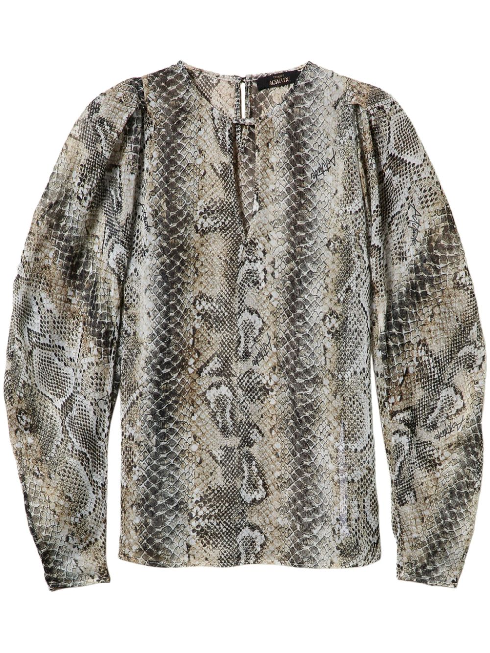 Snakeskin-print chiffon-crepe blouse - Grey