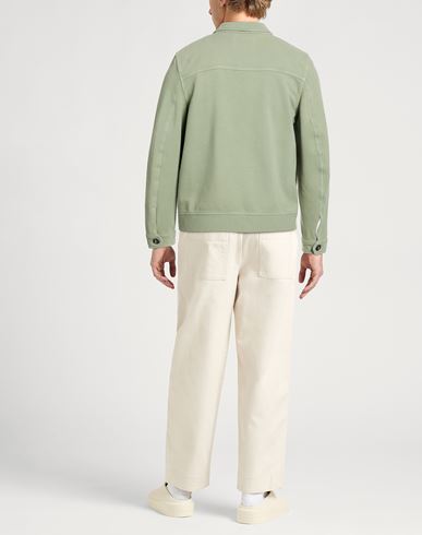 Man Jacket Sage green Size S Cotton, Elastane