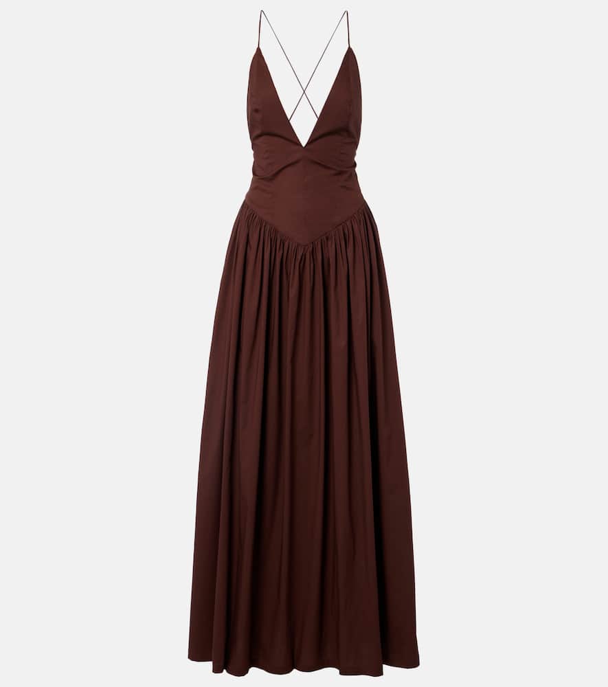 Open-back cotton maxi dress