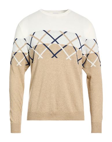 Man Sweater Beige Size 40 Linen, Cotton