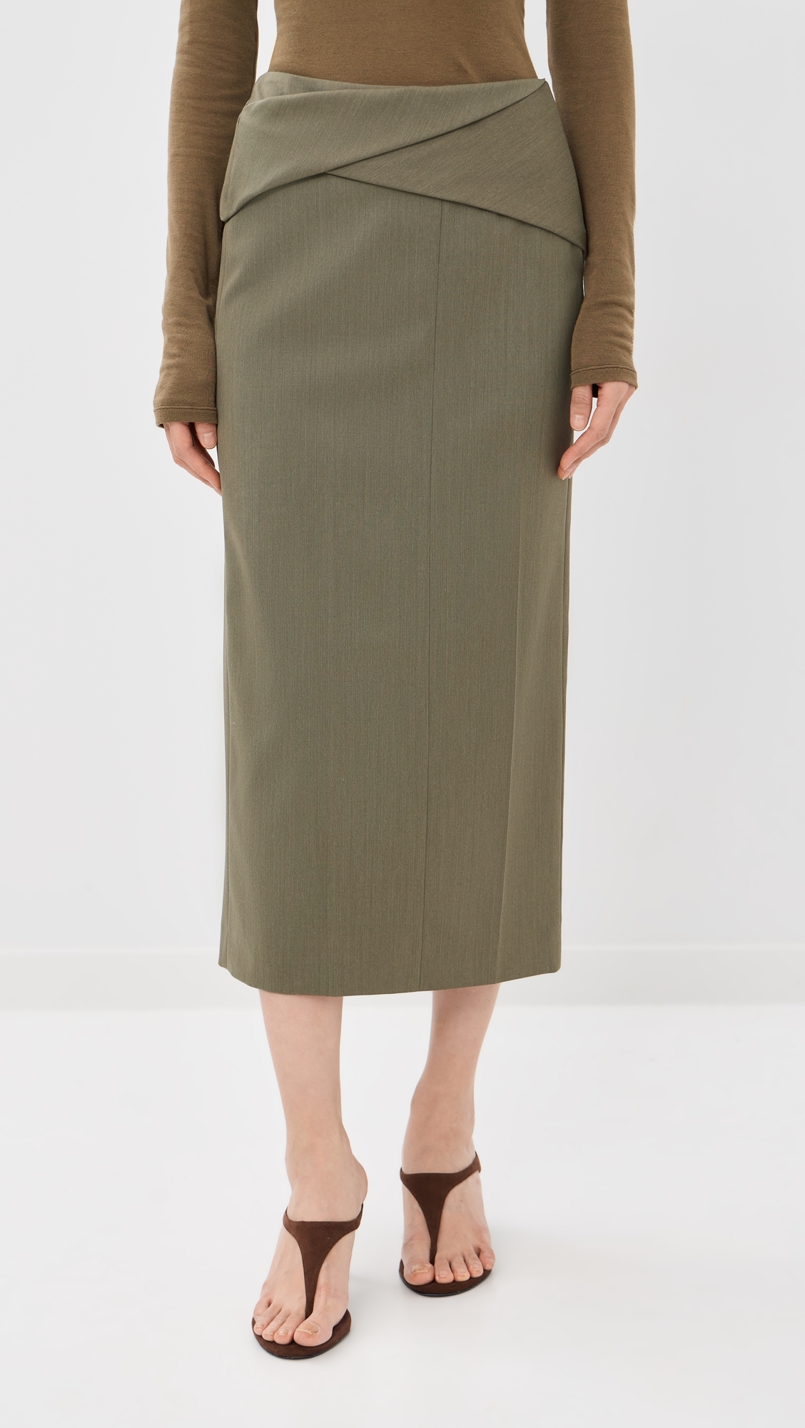 Wrap Detail Skirt Sage Melange