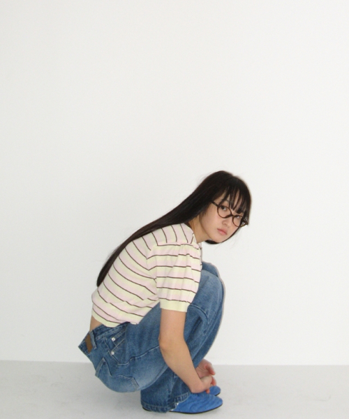 STRIPE PUFF KNIT YELLOW BROWN