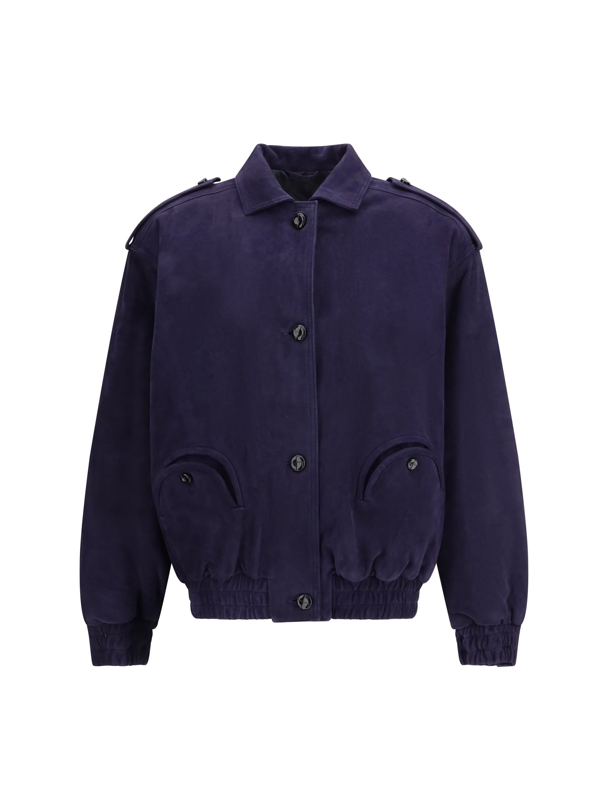 Suede Bomber Jacket — Navy