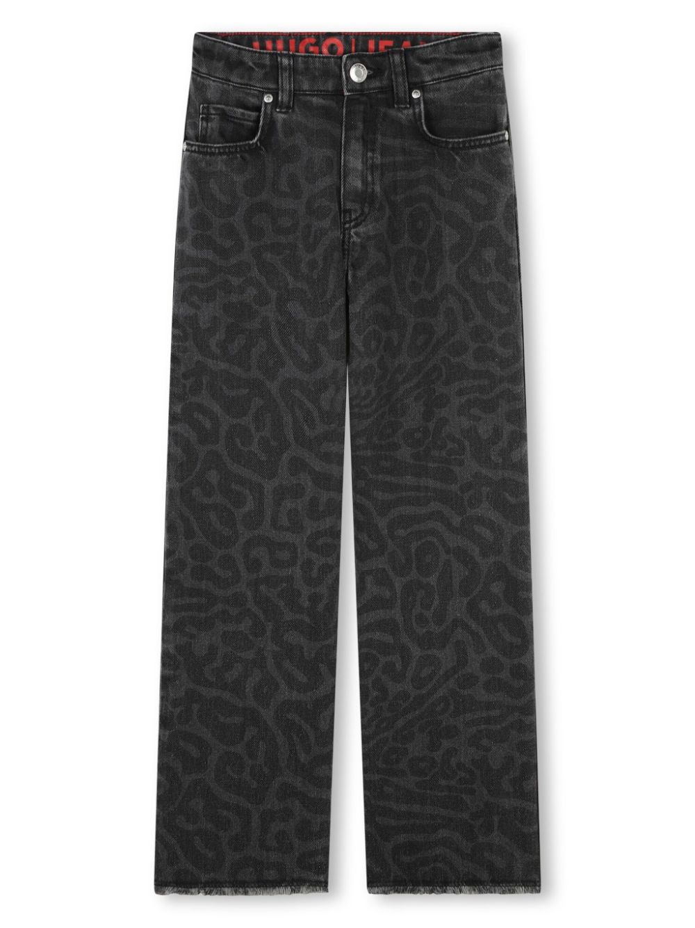 Leopard-print straight-leg jeans - Black