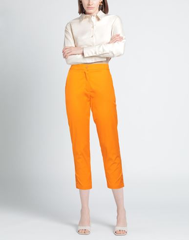 Z. o.e. Zone Of Embroidered Woman Pants Orange Size S Cotton, Elastane