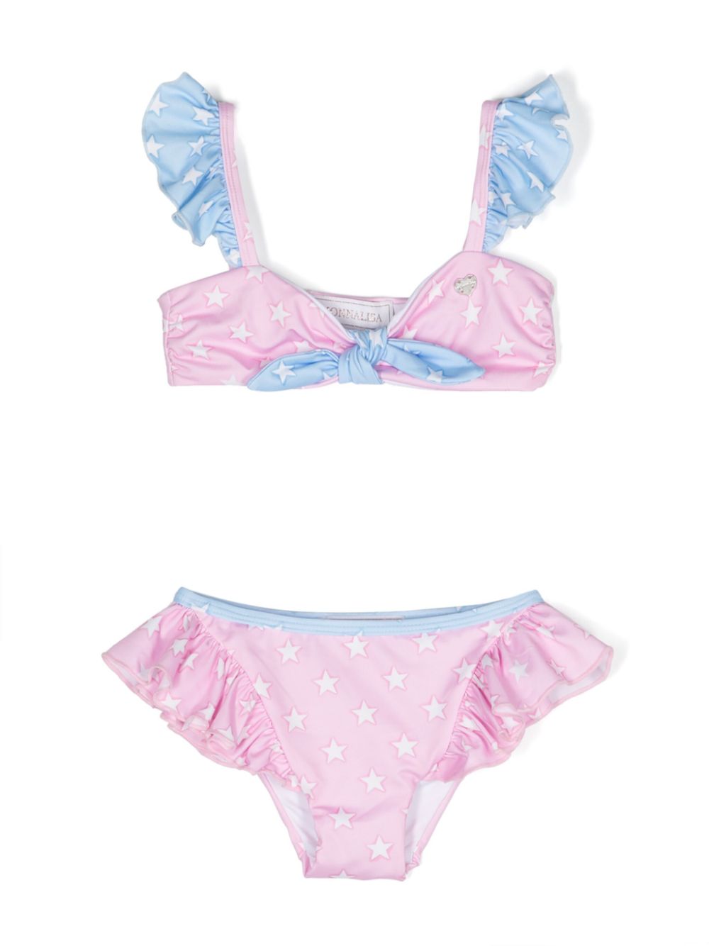 Star-print ruffled bikini set - Pink