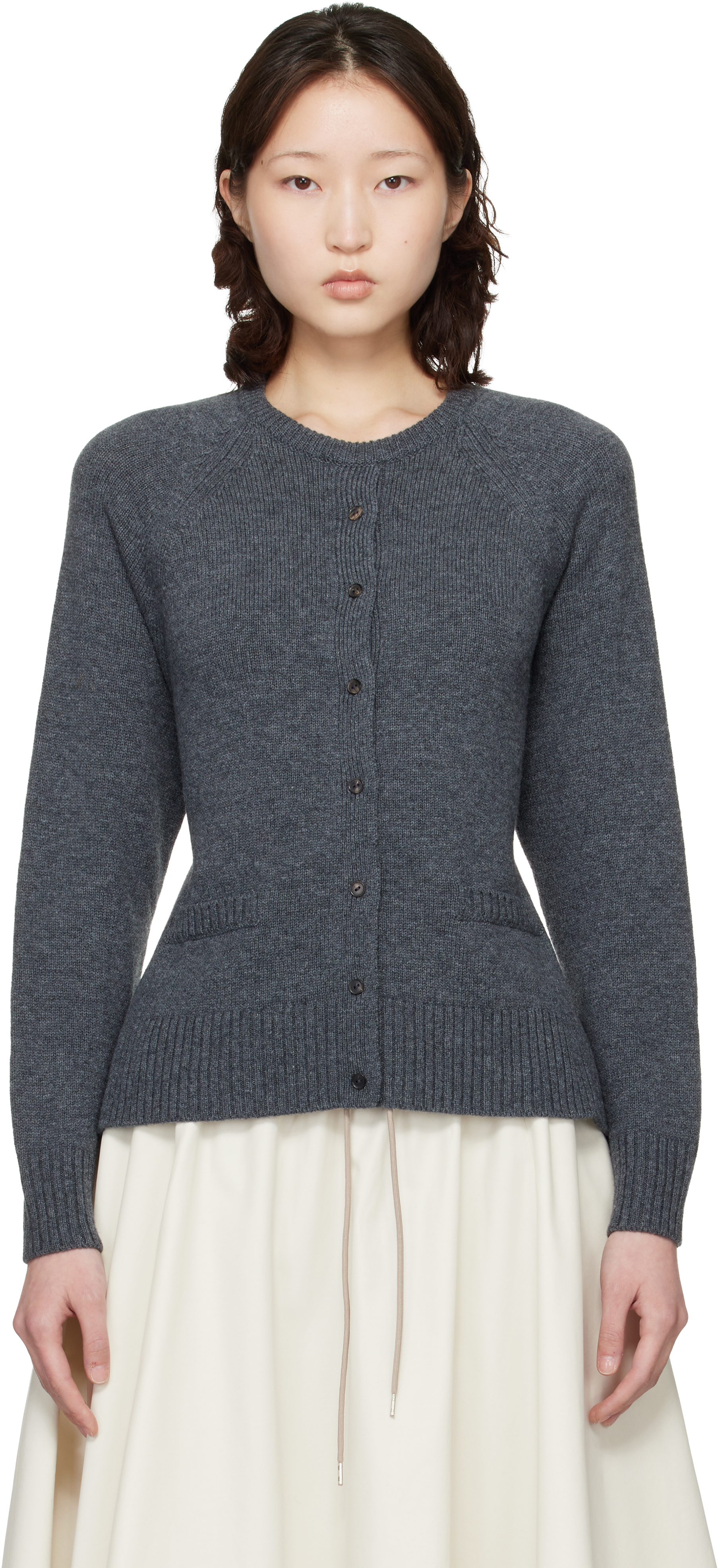 Gray Merino Wool Open-Back Cardigan