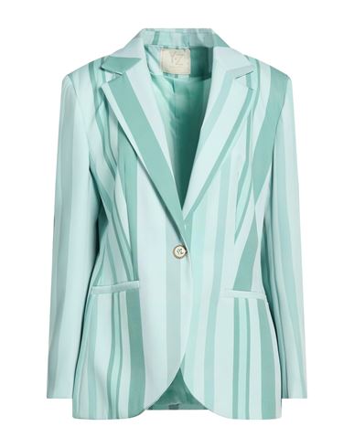 Woman Blazer Light green Size M Polyester, Elastane