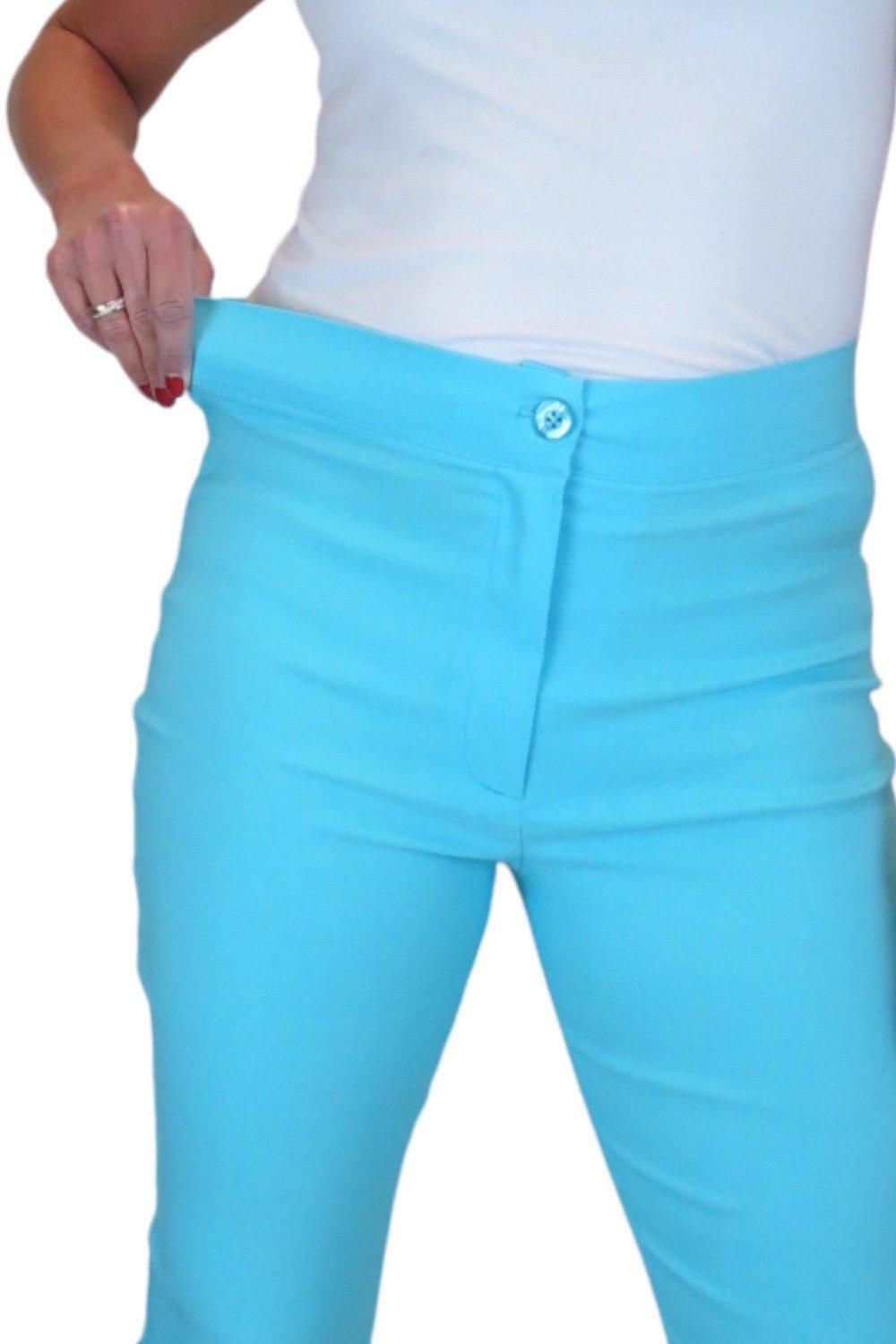 Paulo Due Women's Cropped Capri Stretch Trousers in Aqua