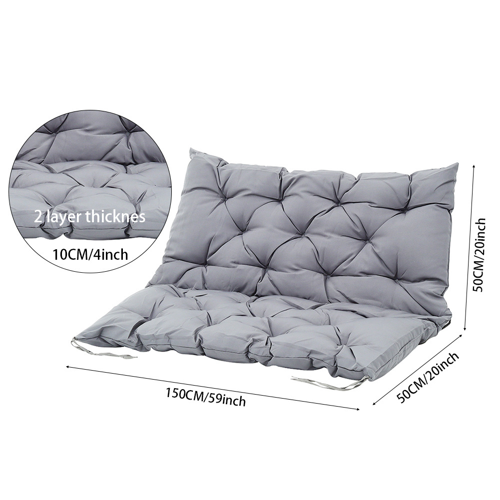 TEMU Cozy 3-person Outdoor Swing Seat Cushion - Non-slip, Quilted Polyester In Light Grey, 59"x39" - Ideal For Patio Rocking Chairs, Hand Washable
