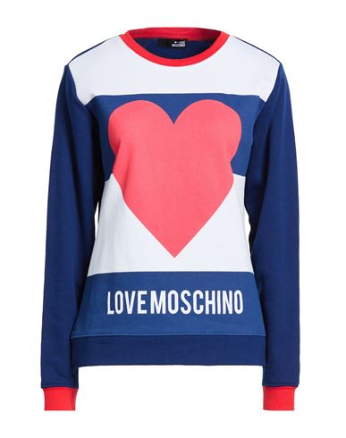 Woman Sweatshirt Blue Size L Cotton, Polyester
