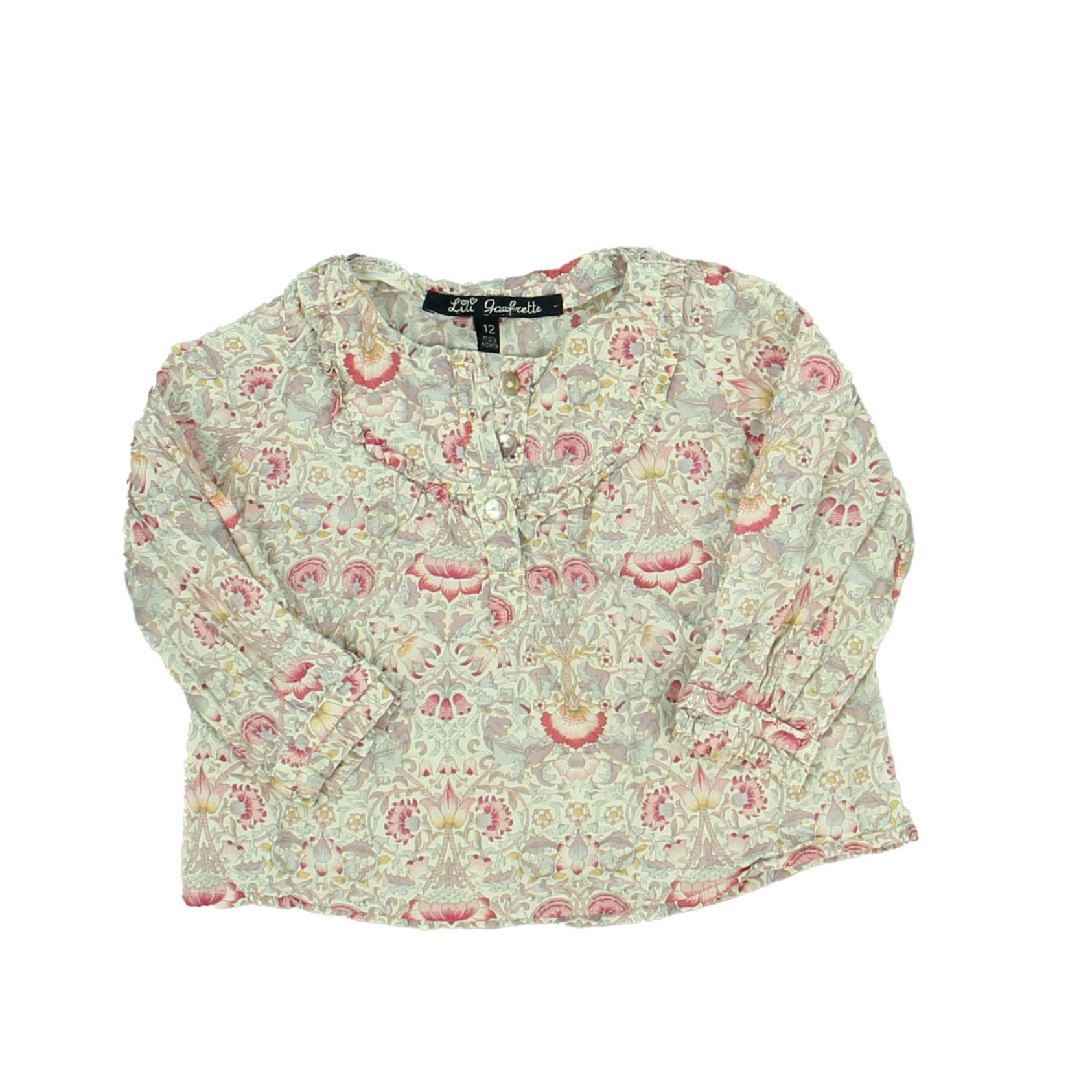 Girls Purple Pink Floral Long Sleeve Shirt