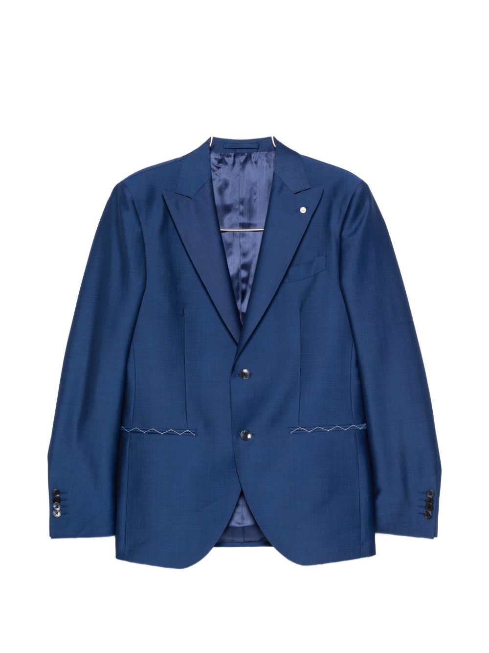 Zigzag Notched Lapel Button-Down Blazer with Pockets