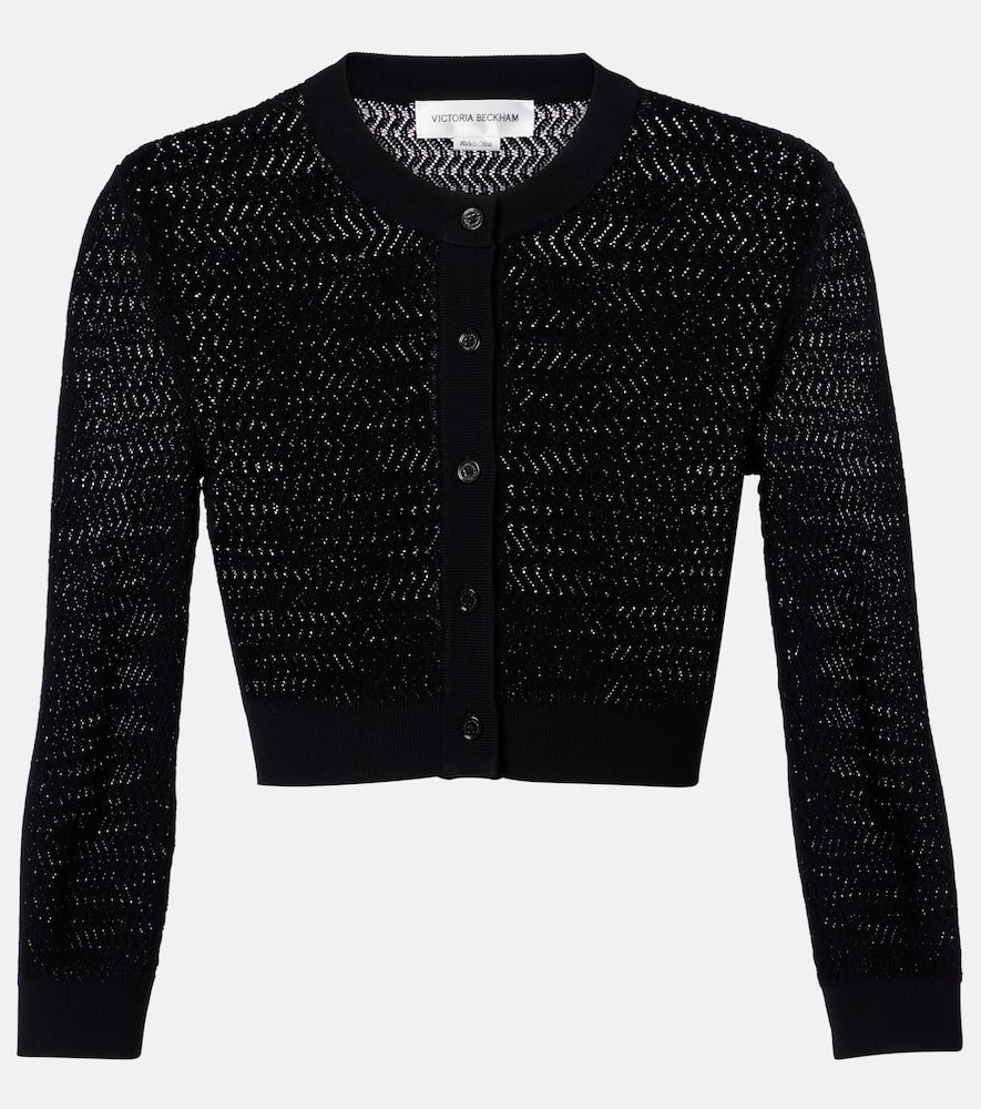 Pointelle cropped cardigan