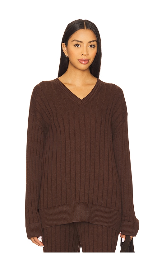 House of Harlow 1960 x REVOLVE Irvina Ribbed V Neck in Chocolate. XXS. Also in L, M, S