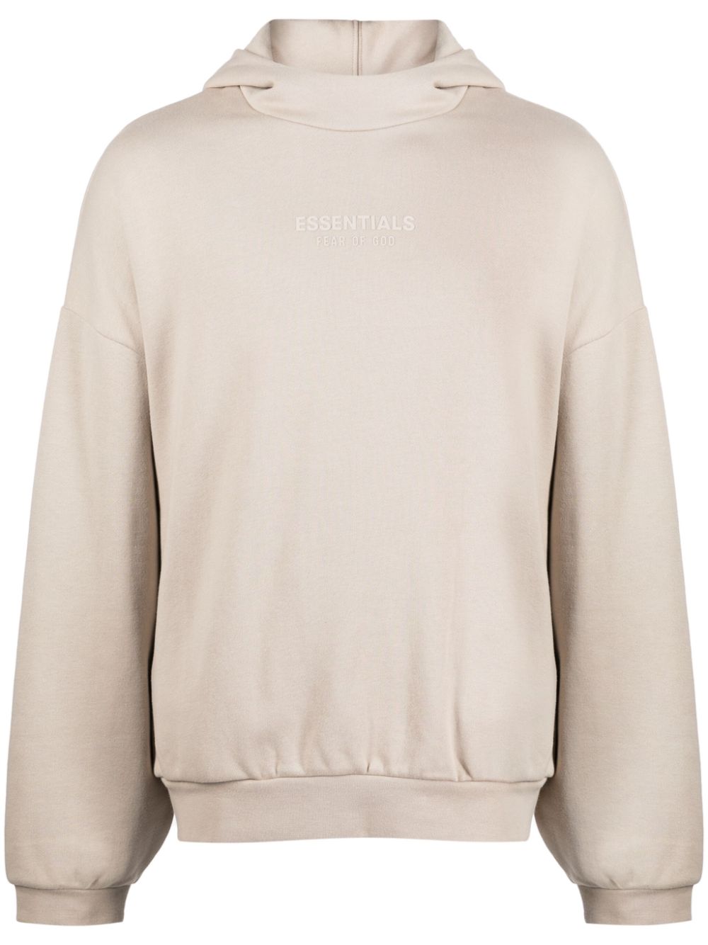 Logo-print drop-shoulder hoodie - Neutrals