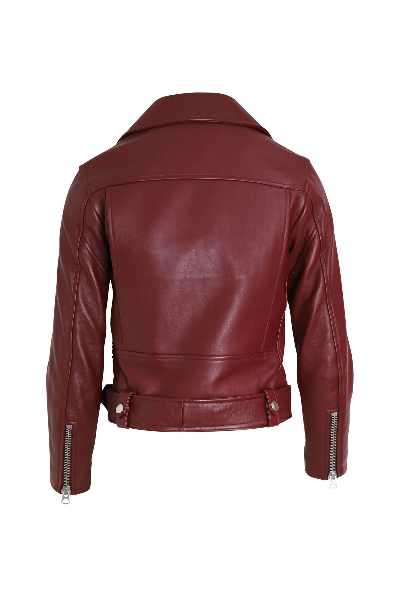 Acne Studios Women's Preloved Biker Jacket in Red Leather in Burgundy
