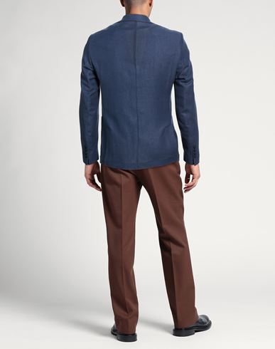 Man Blazer Blue Size 42 Polyester, Linen, Cotton, Viscose, Elastane