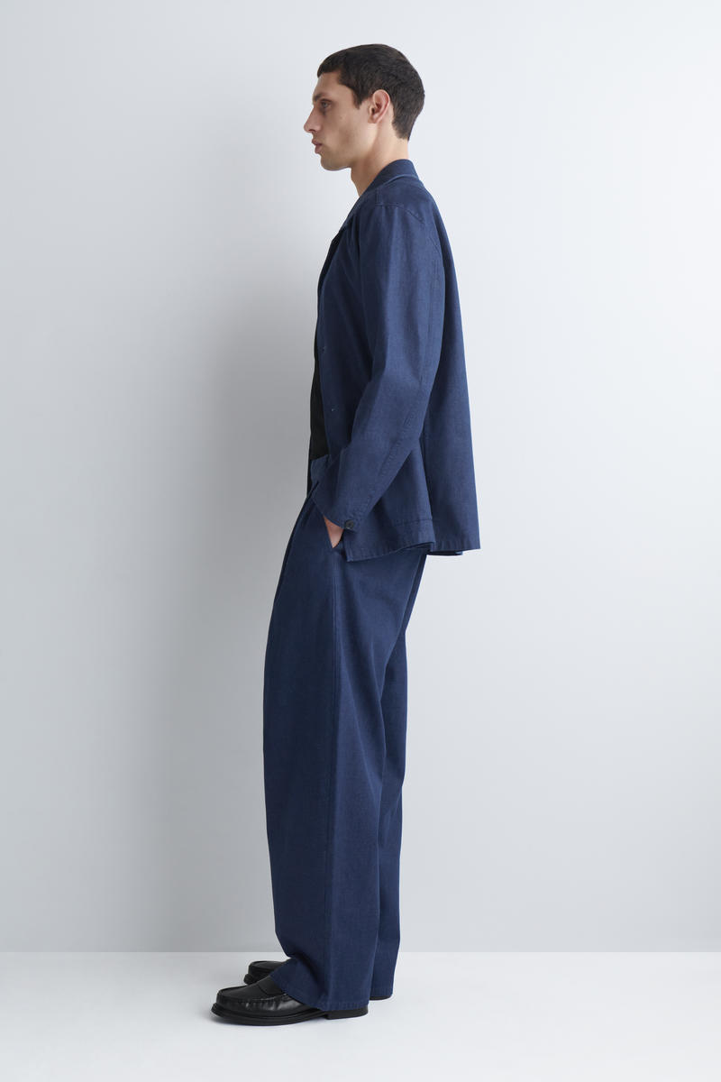 Belted Denim Relaxed-Fit Barrel-Leg Pants