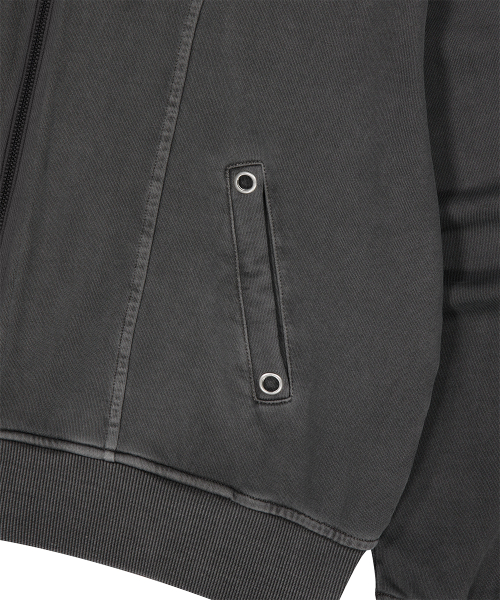 PIGMENT STRIPE MIXED ZIP UP HOODIE CHARCOAL