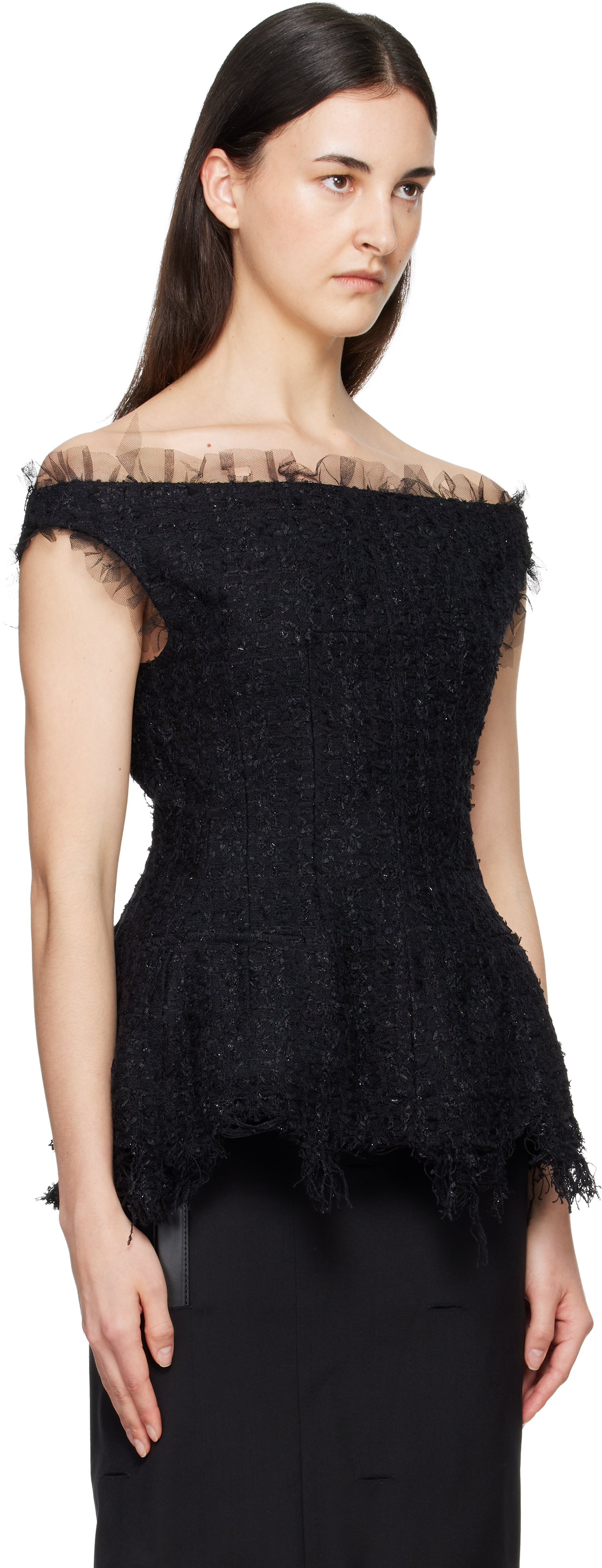 Black Vendome Tweed Top