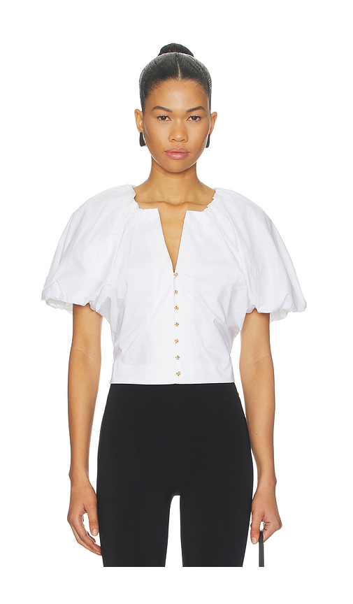 FRAME Dramatic Sleeve Blouse in White. L. Also in